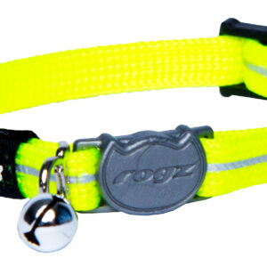 Rogz Cat Collar, Reflective Safeloc Breakaway, AlleyCat, Extra Small, Dayglo Yellow
