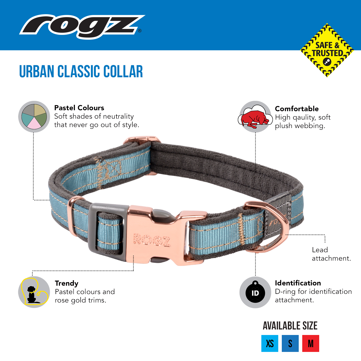 Rogz Dog Collar Control, Chain, Utility, Extra Large, Black